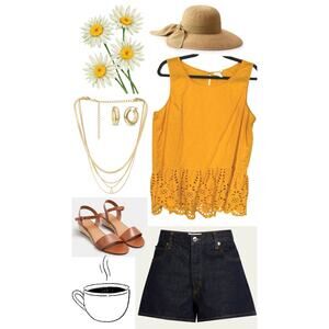 Adyson Parker Swiss Dot Sleeveless Blouse XL Eyelet Peplum Scalloped Hem Cotton